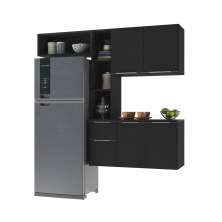 Armário de Cozinha Compacta com Balcão Sofia Multimóveis V2005 Preto