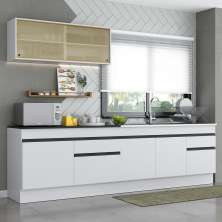 Armário de Cozinha Compacta com Rodapé Veneza Multimóveis MP2112.964 Branco/Preto