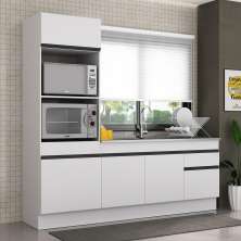 Armário de Cozinha Compacta com Rodapé Veneza Multimóveis MP2113.964 Branco/Preto