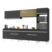 Armário de Cozinha Completa 302cm Veneza Multimóveis V3689 Preto/Branco
