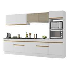 Armário de Cozinha Completa 5 peças com Rodapé MP2175 Made Multimóveis Branco/Dourado