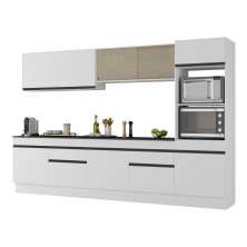 Armário de Cozinha Completa 5 peças com Rodapé MP2175 Made Multimóveis Branco/Preto