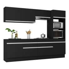 Armário de Cozinha Completa 5 peças com Rodapé MP2180 Made Multimóveis Preto/Branco