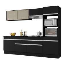 Armário de Cozinha Completa 5 peças com Rodapé MP2181 Made Multimóveis Preto/Branco