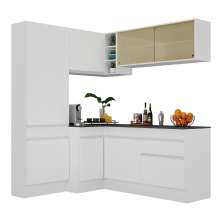 Armário de Cozinha Completa de Canto com Rodapé Veneza Multimóveis V2089  Branco