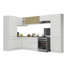 Armário de Cozinha Completa de Canto com Rodapé Veneza Multimóveis V2090  Branco