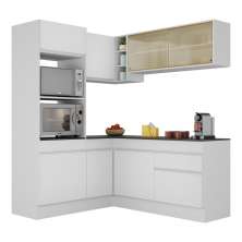 Armário de Cozinha Completa de Canto com Rodapé Veneza Multimóveis V2098  Branco