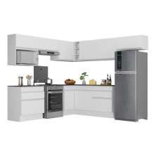 Armário de Cozinha Completa de Canto com Rodapé Veneza Multimóveis V2106  Branco