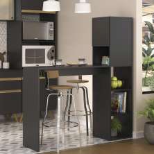 Armário de Cozinha Mesa/Bancada Multimóveis FG6004 Preto