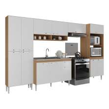 Armário de Cozinha Modulada com Gabinete de Pia 5 Pçs Paris Multimóveis MP2222 Rustic/Branco