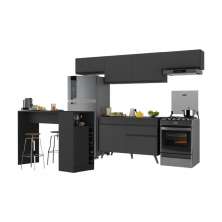 Armário de Cozinha Modulado com Bancada Veneza Multimóveis MP2212 Preto