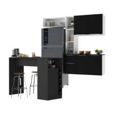 Armário de Cozinha Suspensa com Bancada Americana Sofia Multimóveis MP2198 Branco/Preto