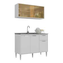 Armário de Cozinha com Balcão para Pia Siena Multimóveis MP2216 Branco