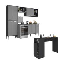 Armário de Cozinha com Bancada Americana Xangai Multimóveis MP2203 Preto/Grafite