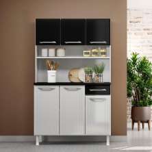 Armário de Cozinha de Aço Kit Triplo 105cm Rose Multimóveis Smart CR6096 Branco/Preto