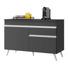 Balcão Cozinha 120cm 2 Portas 1 Gaveta Veneza Multimóveis V3680 Preto/Branco
