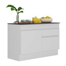 Balcão Cozinha 120cm com Rodapé 2 Portas 1 Gaveta Veneza Multimóveis V2117 Branco