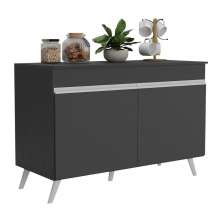 Balcão Cozinha Gabinete Pia 120 cm 2 Portas Veneza Multimóveis MP3738 Preto/Branco