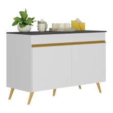 Balcão Cozinha Gabinete Pia 120cm 2 Portas Veneza Multimóveis V3738 Branco/Dourado