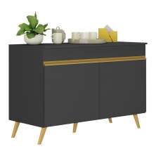 Balcão Cozinha Gabinete Pia 120cm 2 Portas Veneza Multimóveis V3738 Preto/Dourado
