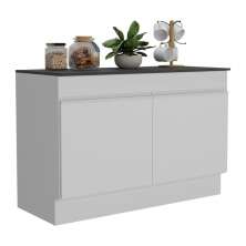 Balcão Cozinha Gabinete Pia 120cm 2 Portas com Rodapé Veneza Multimóveis MP2239 Branco