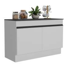 Balcão Cozinha Gabinete Pia 120cm 2 Portas com Rodapé Veneza Multimóveis MP2239 Branco/Preto