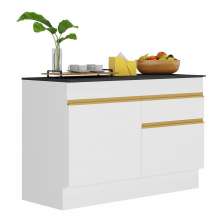 Balcão Cozinha com Rodapé Gabinete Pia 120 cm 2 Portas 1 Gaveta Veneza GW Multimóveis MP2117 Branco