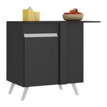 Balcão Cozinha de Canto 1 Porta Veneza Multimóveis V3743 Preto/Branco