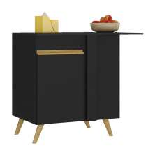 Balcão Cozinha de Canto 1 Porta Veneza Multimóveis V3743 Preto/Dourado