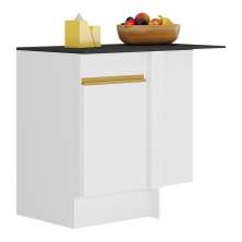 Balcão Cozinha de Canto com Rodapé 1 Porta Veneza Multimóveis V2120 Branco/Dourado