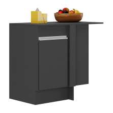 Balcão Cozinha de Canto com Rodapé 1 Porta Veneza Multimóveis V2120 Preto/Branco