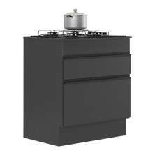 Balcão Cozinha para Cooktop 70cm com Rodapé  1 Porta 1 Gaveta Veneza Multimóveis V2118 Preto