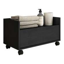 Balcão Gabinete Banheiro com Rodízios 80cm Multimóveis V2608 Preto