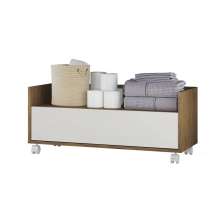 Balcão Gabinete Banheiro com Rodízios 80cm Multimóveis V2608 Rustic/Branco