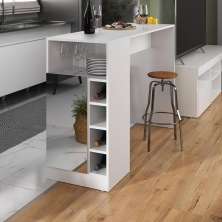 Bancada Balcão/Mesa de Cozinha com Adega 1 Porta e Espelho Multimóveis MP2248 Branco