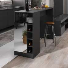 Bancada Balcão/Mesa de Cozinha com Adega 1 Porta e Espelho Multimóveis MP2248 Preto