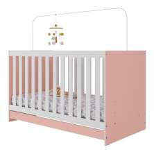 Berço 3 em 1 para Colchão 130 x 60cm Doce de Leite Multimóveis MP0527R Rosa