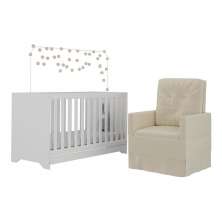 Berço 3x1 com Poltrona de Amamentação Multimóveis MP4064 Branco/Bege