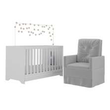 Berço 3x1 com Poltrona de Amamentação Multimóveis MP4064 Branco/Cinza