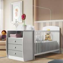 Berço Cômoda para Colchão 60 x 130 cm  Rafael Multimóveis Branco/Cinza
