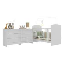 Berço com Colchão Incluso e Cômoda Ana Lívia Multimóveis MP4292 Branco