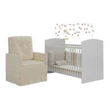 Berço com Poltrona de Amamentação Ana Lívia Multimóveis MP4063 Branco/Bege