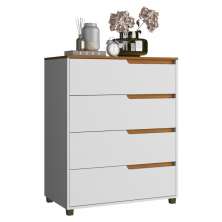 Cômoda 80cm com 4 Gavetas Multimóveis CR35243 Branco/Nature
