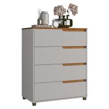 Cômoda 80cm com 4 Gavetas Multimóveis CR35243 Cinza/Nature