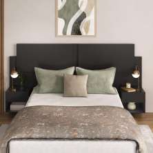 Cabeceira Casal/Queen com 2 Mesas de Cabeceira 232cm Multimóveis MP4325 Preto