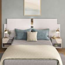Cabeceira Casal/Queen com Espelhos e 2 Mesas de Cabeceira 232cm Multimóveis MP4324 Branco