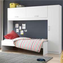 Cama Solteiro com Colchão Incluso 88 x 188 cm e Guarda Roupa/Roupeiro Multimóveis Branca