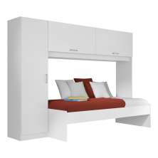Cama Solteiro com Guarda-Roupa/Roupeiro para colchão 88 x 188 cm Multimóveis Branco