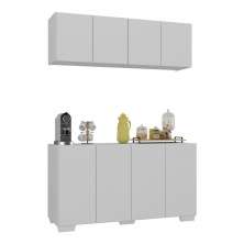 Conjunto Cantinho do Café Armário e Aparador 4 portas Multimóveis MP1085 Branco