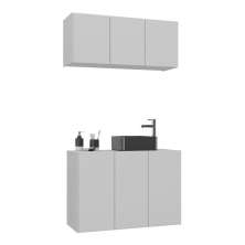 Conjunto Gabinete de Banheiro e Armário Aéreo 3 Portas Multimóveis MP5048 Branco